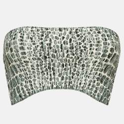 Alaia Grey Croc-Pattern Stretch Knit Bandeau Top S
