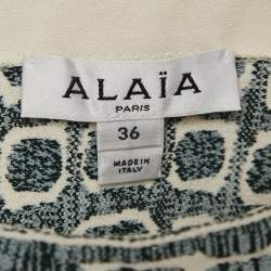 Alaia Grey Croc-Pattern Textured Knit Mini Skirt S