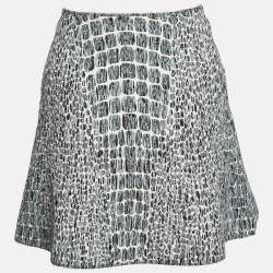 Alaia Grey Croc-Pattern Textured Knit Mini Skirt S