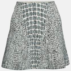 Alaia Grey Croc-Pattern Textured Knit Mini Skirt S