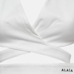 Pre Owned Alaia White Cotton Jersey Crossover Wrap Crop Top XS