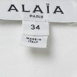 Pre Owned Alaia White Cotton Jersey Crossover Wrap Crop Top XS