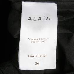 Alaia Black Poplin Leather Buckle Mini Japanese Dress XS