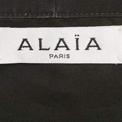 Alaia Black Poplin Leather Buckle Mini Japanese Dress XS