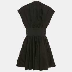 Alaia Black Poplin Leather Buckle Mini Japanese Dress XS