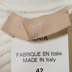 Pre Owned Alaia White Ruffled Stretch Knit Sleeveless Gown XL