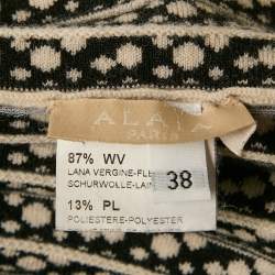 Alaia Black/Off-White Jacquard Knit Wool Pleated Mini Dress M