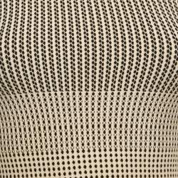 Alaia Black/Off-White Jacquard Knit Wool Pleated Mini Dress M