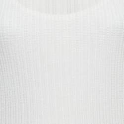 Alaia White Stretch Knit Flared Midi Dress M