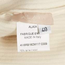 Alaia Cream Wool Blend Knit Fit and Flare Sleeveless Mini Dress M