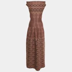 Alaia Black/Pink Floral Jacquard Knit Gown M