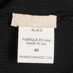 Alaia Black Rib Knit Off-Shoulder Mini Dress M