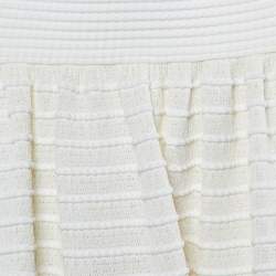 Pre Owned Alaia Ivory Ribbed Knit Fit & Flare Dress M