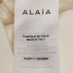 Pre Owned Alaia White Stretch Rib Knit Palazzo Pants XS