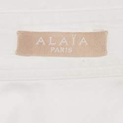Pre Owned Alaia White Cotton Shirt Style Bodysuit S