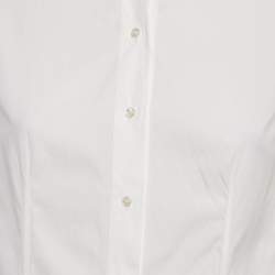 Pre Owned Alaia White Cotton Shirt Style Bodysuit S