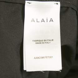 Pre Owned Alaia Black Cotton Plunging Neck Hooded Bodysuit S