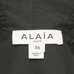 Pre Owned Alaia Black Cotton Plunging Neck Hooded Bodysuit S