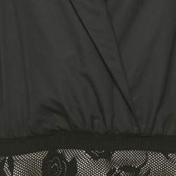 Pre Owned Alaia Black Cotton Plunging Neck Hooded Bodysuit S