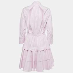 Pre Owned Alaia Pink Cotton Cut-Out Button Front Tiered Short Dress S