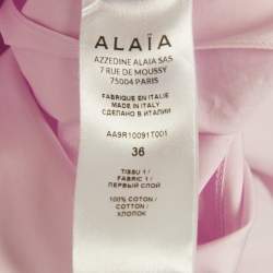 Pre Owned Alaia Pink Cotton Cut-Out Button Front Tiered Short Dress S