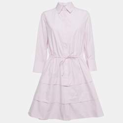 Pre Owned Alaia Pink Cotton Cut-Out Button Front Tiered Short Dress S
