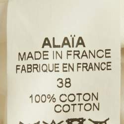 Pre Owned Alaia Off-White Printed Cotton Sleeveless Knee-Length Dress M