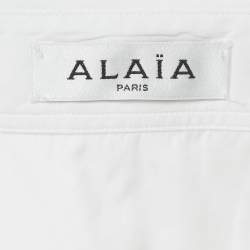Pre Owned Alaia White Poplin Double Cuff Long Sleeve Shirt S