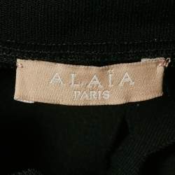 Pre Owned Alaia Black Stretch Knit Cut-Out Scallop Crop Top S