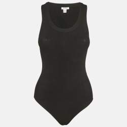 Pre Owned Alaia Black Rib Knit Tank Bodysuit S