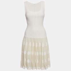Alaia Beige Wool Blend Stretch Knit Skater Dress S Alaia | TLC