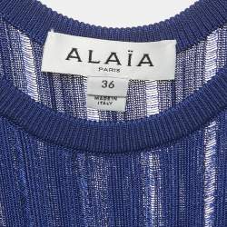 Pre Owned Alaia Blue Knit Flared Mini Crinoline Dress S