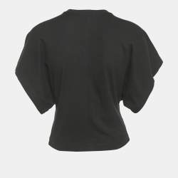 Pre Owned Alaia Black Logo Embroidered Cotton Crew Neck T-Shirt S