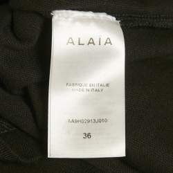 Pre Owned Alaia Black Logo Embroidered Cotton Crew Neck T-Shirt S