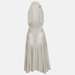 Pre Owned Alaia Grey Stretch Knit Flared Short Dress S