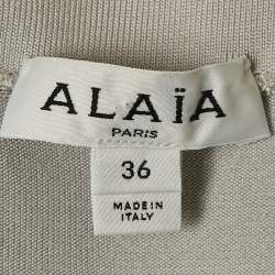 Pre Owned Alaia Grey Stretch Knit Flared Short Dress S