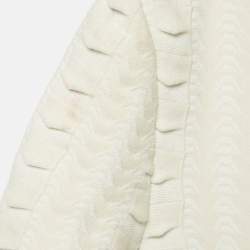 Pre Owned Alaia Light Beige Textured Wool Knit Flared Mini Dress S