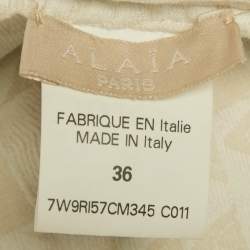 Pre Owned Alaia Light Beige Textured Wool Knit Flared Mini Dress S