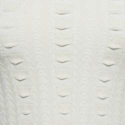 Pre Owned Alaia Light Beige Textured Wool Knit Flared Mini Dress S