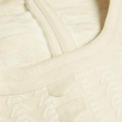 Pre Owned Alaia Light Beige Textured Wool Knit Flared Mini Dress S