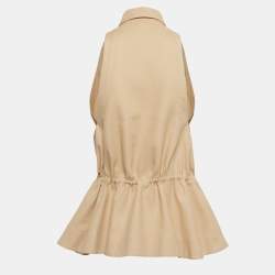 Pre Owned Alaia Beige/Peach Waffle Texture Cotton Sleeveless Top M