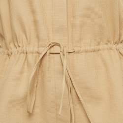 Pre Owned Alaia Beige/Peach Waffle Texture Cotton Sleeveless Top M