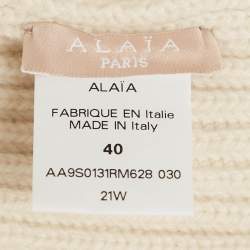 Pre Owned Alaia Cream Wool Peplum Cardigan M