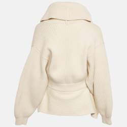 Pre Owned Alaia Cream Wool Peplum Cardigan M