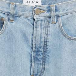 Pre Owned Alaia Light Blue Denim Round Leg Jeans S Waist 24"