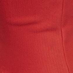 Pre Owned Alaia Red Stretch Knit Flared Sleeveless Mini Dress M