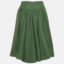 Pre Owned Alaia Green Textured Cotton Flared Short Skirt M