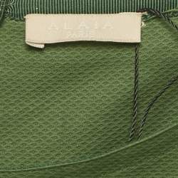 Pre Owned Alaia Green Textured Cotton Flared Short Skirt M