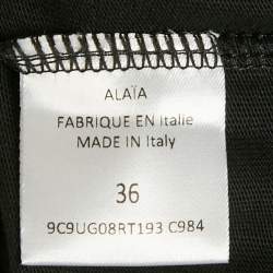 Pre Owned Alaia Black Mon Coeur est à Papa Print Cotton T-Shirt S