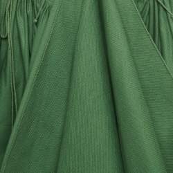 Pre Owned Alaia Green Cotton Lace -Up Gathered Mini Dress M